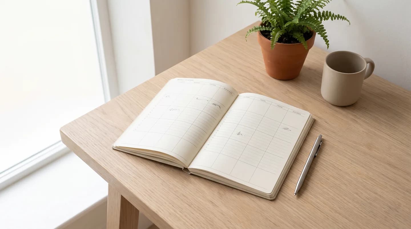 A clinic week seen as a diary grid, with empty slots left between booked appointments